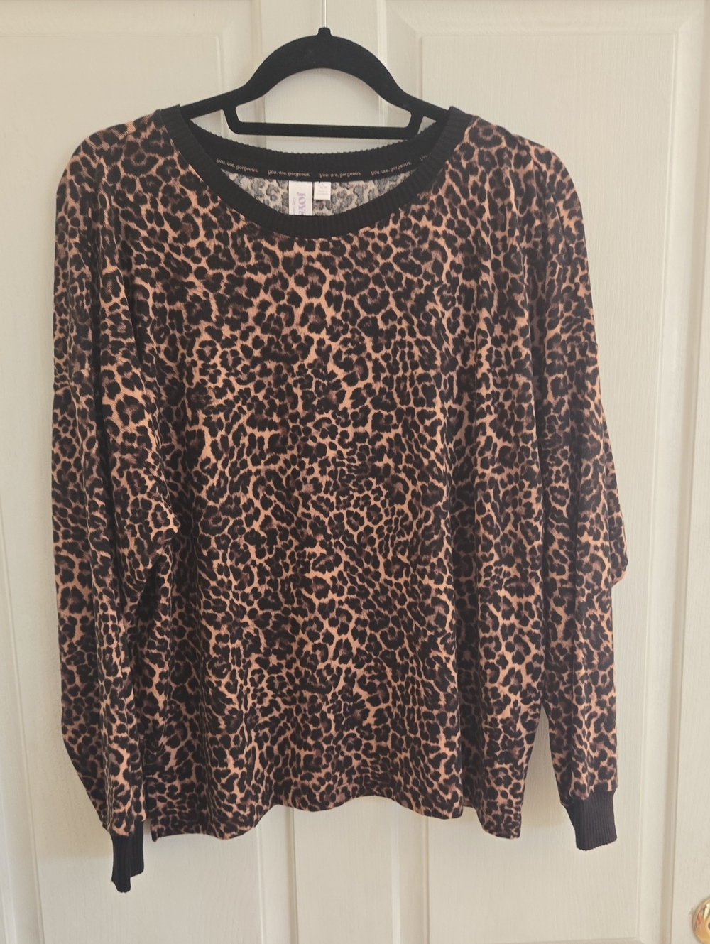 Leopard Print Long-Sleeve Tunic Top - Brown/Black